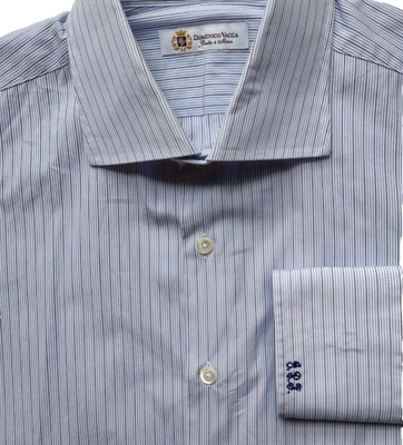 Camisa de vestir a rayas ajustada cuello extendido para hombre Domenico Vacca Cucita a Mano 16,5 Foto 1 de 4