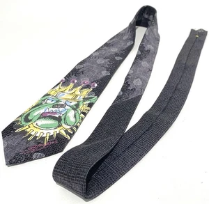 Ed Hardy Krawatte Krone Bulldogge schwarz NEU mit Etikett - Bild 1 von 7