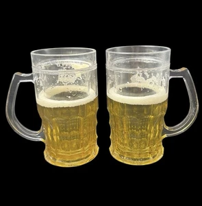 Pair Fake Beer Mug Prop Cup Dishwasher Safe Model Prank Toy 15OZ Double Layer - Picture 1 of 7