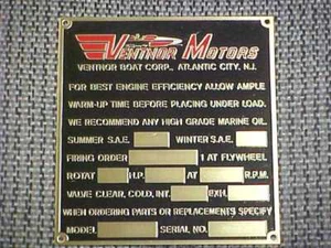 Vintage Ventnor Boat Data plate acid etched brass - Picture 1 of 2