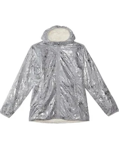 NWT-North Face Girls Mossbud Gray Meld Metallic Reversible Winter Coat-XXL-18-20 - Picture 1 of 9