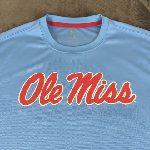 Ole Miss Rebels Shirt Colosseum Athletics Powder Blue Short Sleeve Men XL Cover