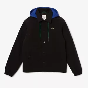 CHAQUETA UNISEX LACOSTE L!VE CONTRASTE CAPUCHA ABOTONADA TALLA GRANDE PIT TO PIT 25” - Imagen 1 de 9