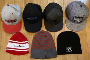 Lot of 7 Hat Cap Mix Snap Strap Fitted Beanie Knit Logo Trucker Dad - Picture 1 of 16