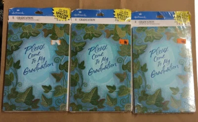 24 tarjetas de anuncio de graduaciones con patrón de hojas verdes azul sello paquete de 3 de 8 Foto 1 de 4