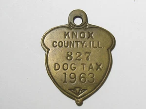 Etiqueta de impuesto para perros Knox County ILL 1963 - #64787 - Imagen 1 de 2