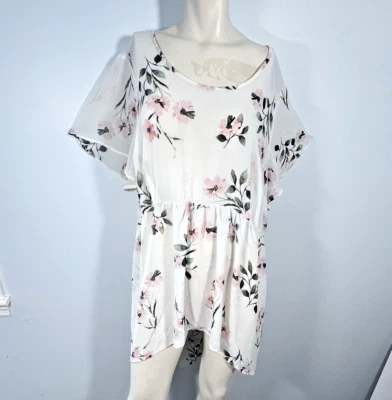 Torrid Womens Tunic 4XL Sheer Floral Fairy High Low Chiffon Top Cottagecore Flow - Image 1 of 4