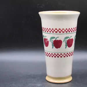 Nicholas Mosse Pottery Trumpet Vase, 7" Apple, Gingham Border, Ireland - Picture 1 of 10