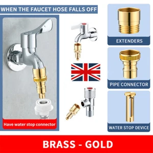 Automatic Water Stop Nozzle Connector Water Outlet Adapter For Tap Brass UK - Picture 1 of 14