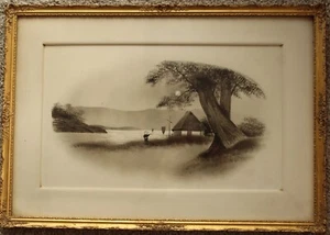 Original Oriental Print Gold Frame - Picture 1 of 1