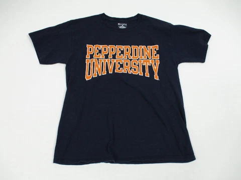 Champion Pepperdine University Waves Shirt Men Medium Blue Short Sleeve Casual Cover