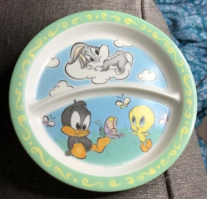 Zak Designs Looney Tunes Baby Daffy Tweety Bugs Bunny Kid Plate Divided  1998 - Picture 1 of 5