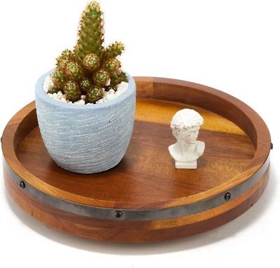 10-дюймовый проигрыватель Acacia Wood Lazy Susan для стола кухни проигрывателя организовать... - Изображение 1 из 4