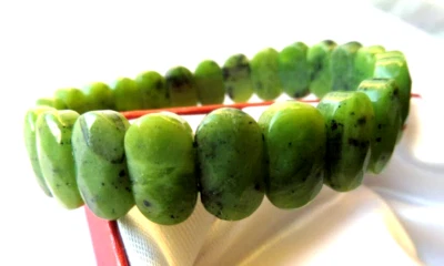 Bracelet en Chrysoprase biseauté- largeur  de 14mm- Extensible - Imagen 1 de 4