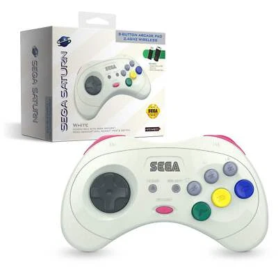 SEGA Saturn® 8-Button Arcade Pad - 2.4 GHz Wireless - White - Image 1 of 4