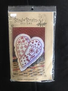Bird Brain Designs Sachet Heart 340 Embroidery Kit Scented Valentines Red Craft