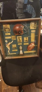 Vintage Wood Football Shadow Box Sammy Baugh Don Hutson Jim Thorpe Marion Motley - Picture 1 of 6