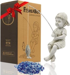Goodeco Fisherboy Statue Garden Decor - 11" Little Fishing Guy for Fisherman - Picture 1 of 6