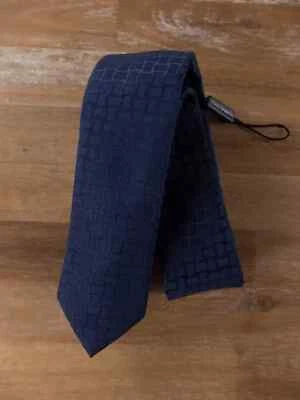 DOLCE & GABBANA Corbata Seda Azul Marino Geométrica Ancho Estrecho Auténtico Diseñador Foto 1 de 4