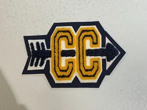 CUSTOM MADE Chenille CC Cross Country Patch Navy and Gold - Picture 1 of 2