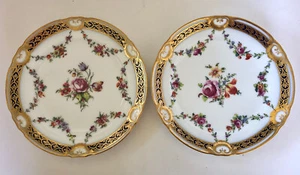 Pair Royal Vienna Plates, Hand Painted, Floral, Formal Design, Antique - Picture 1 of 10