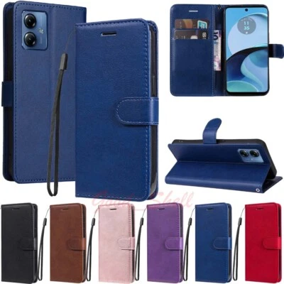 For Motorola Moto G14 G54 G84 E13 G13 G32 Wallet Card Holder Leather Case Cover - Image 1 of 4