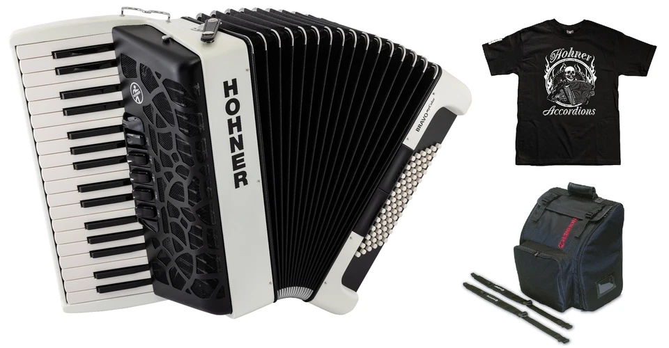 Hohner Bravo MyColor Chromatic 72 Bass Piano Accordion Day Pure White BR72-PW