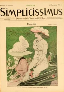 SIMPLICISSIMUS 1913 VON MARCELLO DUDOVICH BLUMENTAG AUF LEINEN ORIGINAL - Bild 1 von 1