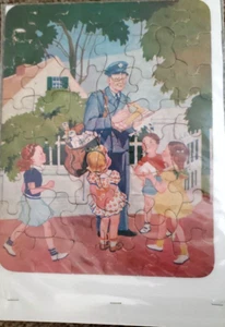 Children with Mailman - Antique Children's Puzzle - Picture 1 of 1