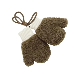Kids Winter Mittens Soft Breathable Full Finger Gloves with Cartoon Bear Decor - Picture 1 of 14
