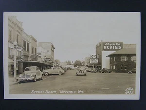 Letreros de teatro Toppenish Washington WA Street PIX foto real postal RPPC años 30 - Imagen 1 de 2