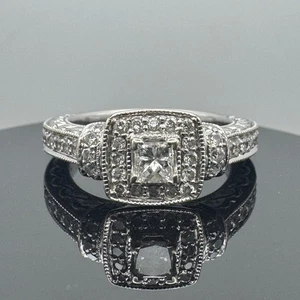 Anillo de diamantes de oro macizo de 14k / 0,59 TCW/47 / Tamaño 6,8 / 5 gramos / 8,32 mm de ancho - Imagen 1 de 12