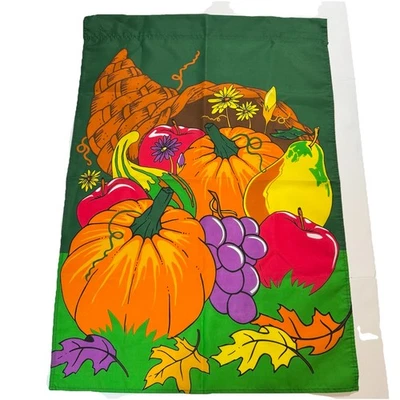 Cornucopia 1999 doble cara jardín bandera Acción de Gracias otoño 29"x 41" nuevo creativo Foto 1 de 4