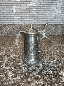 BMF Zinn German Pewter Covered Pitcher Beer Decoration Deer - Picture 1 of 9