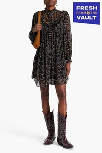 RRP€185 ANTIK BATIK Elie Chiffon Mini Dress FR40 US8 UK12 M Floral Ruffled - Picture 1 of 6