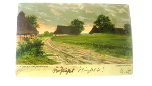 AK Künstlerkarte Worpswede Dorfstrasse Straße Farbe Häuser 1910 - Bild 1 von 2