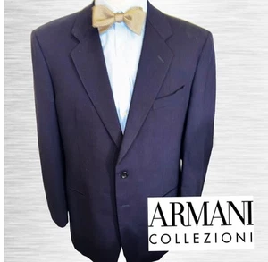 NEW wot ARMANI COLLEZIONI 44L Dark Navy Wool Men Blazer Sport Coat Jacket - Picture 1 of 19