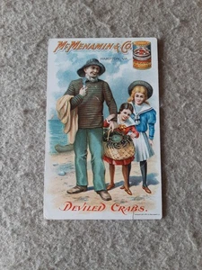 Tarjeta comercial de colección McMenamin & Co Hampton VA Deviled Crabs lata de ostras - Imagen 1 de 7