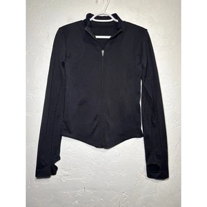 Damen schwarz durchgehender Reißverschluss sportliche Trainingsjacke groß Wandern Performance Laufen - Bild 1 von 7