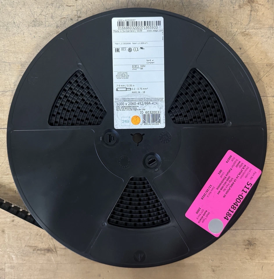 WAGO SMD PCB Terminal Block; Push-But 2060-452/998-404 (Coil of 1,000 Total) - Image 1 of 4