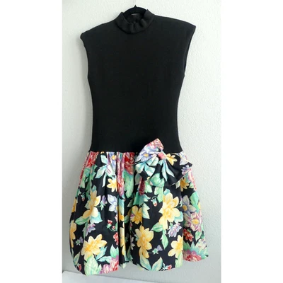 Vestido Huey Waltzer Darcy De Colección Años 80 Cintura Caída Floral Falda Lazo Grande Talla 9/10 Foto 1 de 4