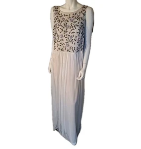 Adrianna Papell Floral Sequin Maxi Dress 16 Chiffon Lined Wedding Occassion - Picture 1 of 18