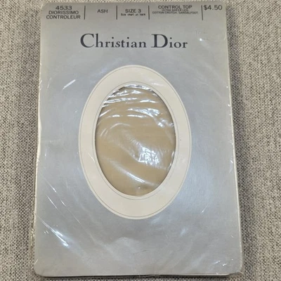 Vintage Christian Dior Pantyhose Control Top Ultrasheer Ash Women's Size 3 - Image 1 of 4