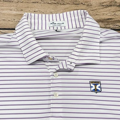 Polo Peter Millar Summer Comfort XXL Blanco Púrpura Kinloch Golf Club VA Foto 1 de 4