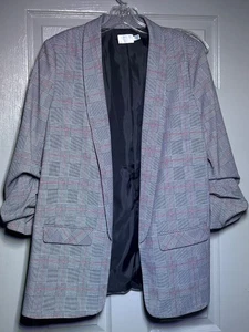 Time and True Damen Blazer Sportjacke Große 12-14 Laufärmel Grau Kariert - Bild 1 von 7