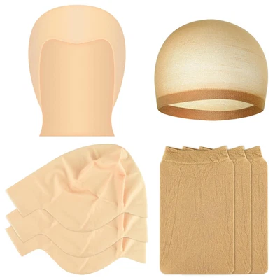 Gorra calva Halloween, 2 piezas gorras de peluca de nailon 2 piezas de látex maquillaje gorra calva para adultos Wo Foto 1 de 4