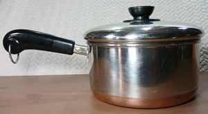 VTG Revere Ware 91e 2 Qt Saucepan Copper Bottom Stainless Steel 1801 USA w/ Lid - Picture 1 of 17