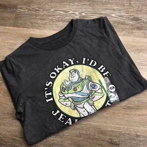 "NEW" DISNEY Toy Story Buzz Lightyear Graphic Crew Neck Black Shirt Boy's Size M - Picture 1 of 8