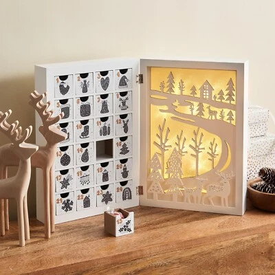 Wooden Advent Calendar with Drawers, 12 Inch Reusable Advent Calendar with Li... - Image 1 of 4