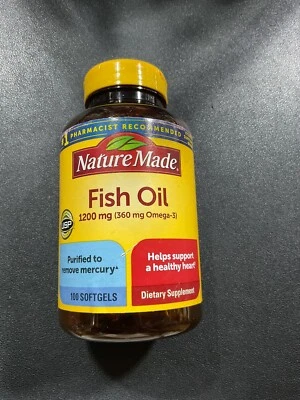 Aceite de pescado hecho en la naturaleza 1200 mg omega 3 cápsulas blandas líquidas - 100 cápsulas blandas Foto 1 de 3